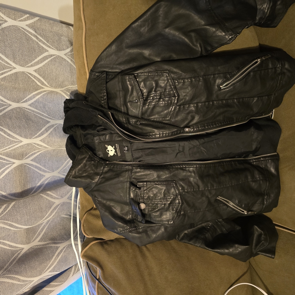 Black Distressed Leather Motorcycle Jacket with Matte Finish